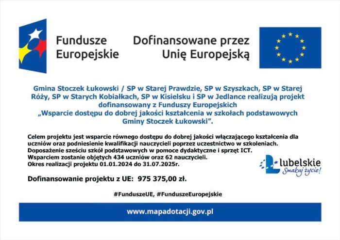 Miniaturka artykułu „Wsparcie dostępu do dobrej jakości kształcenia w szkołach podstawowych Gminy Stoczek Łukowski” – informacje o projekcie