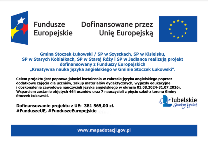 Miniaturka artykułu „Kreatywna nauka języka angielskiego w Gminie Stoczek Łukowski” – informacje o projekcie